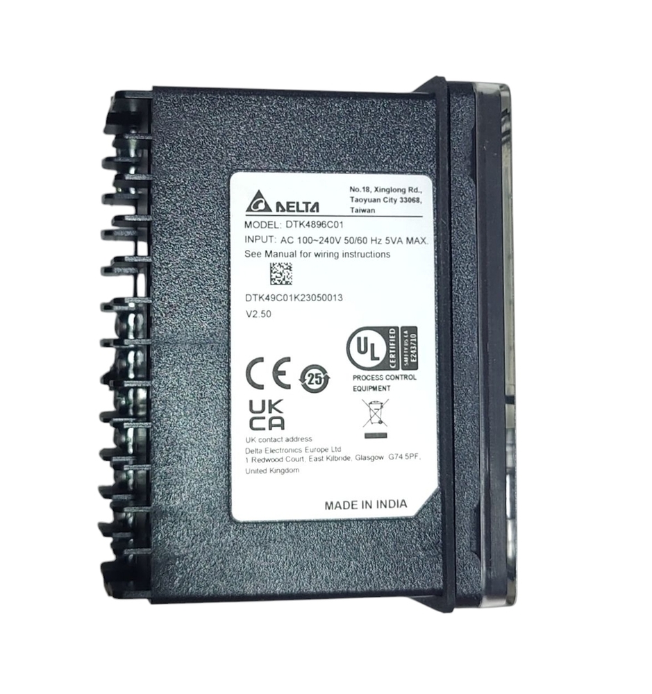 Delta Temperature Controller Dtk4896c01 - Input: Ac 100-240v, 50/60hz, 5va Max, Dc Current Output, 1 Alarm Output | Suitable For Industrial Automation