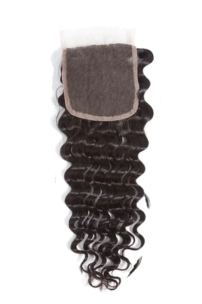 Deep Wave 4x4 Closure HD Lace Sew In Virgin Human Hair For Wigs Salon