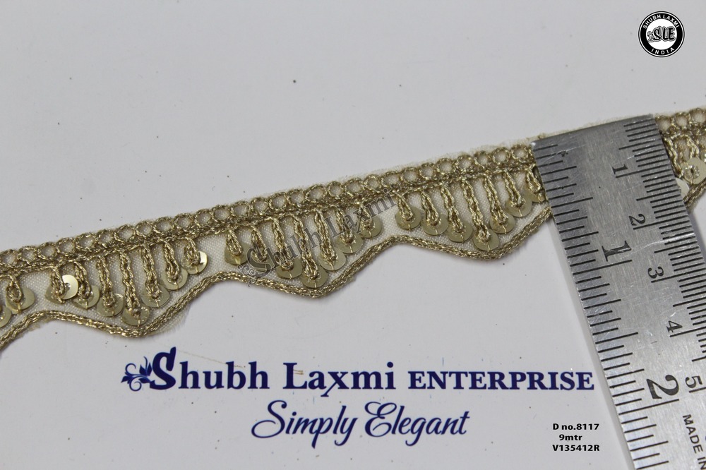 Fancy Golden Embroidery Lace - Decoration Material: Sequins