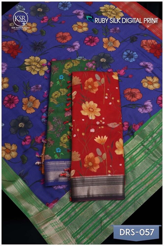 Ruby Silk Digital Print Sarees