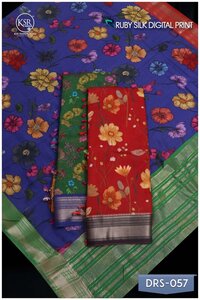 Ruby Silk Digital Print Sarees