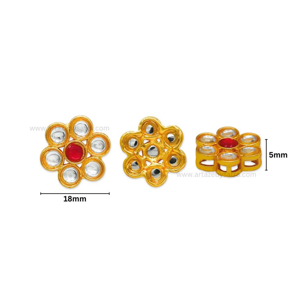 Meenakari Kundan Beads | Size : 18mm | Qty : 12pcs