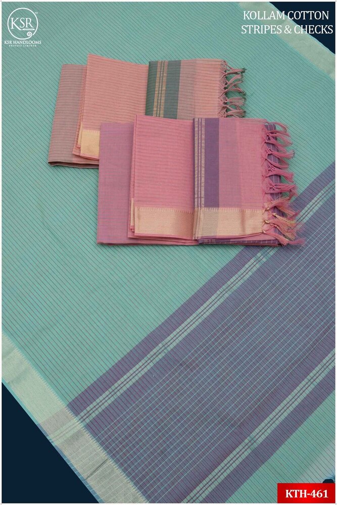 KOLLAM COTTON STRIPES SAREE