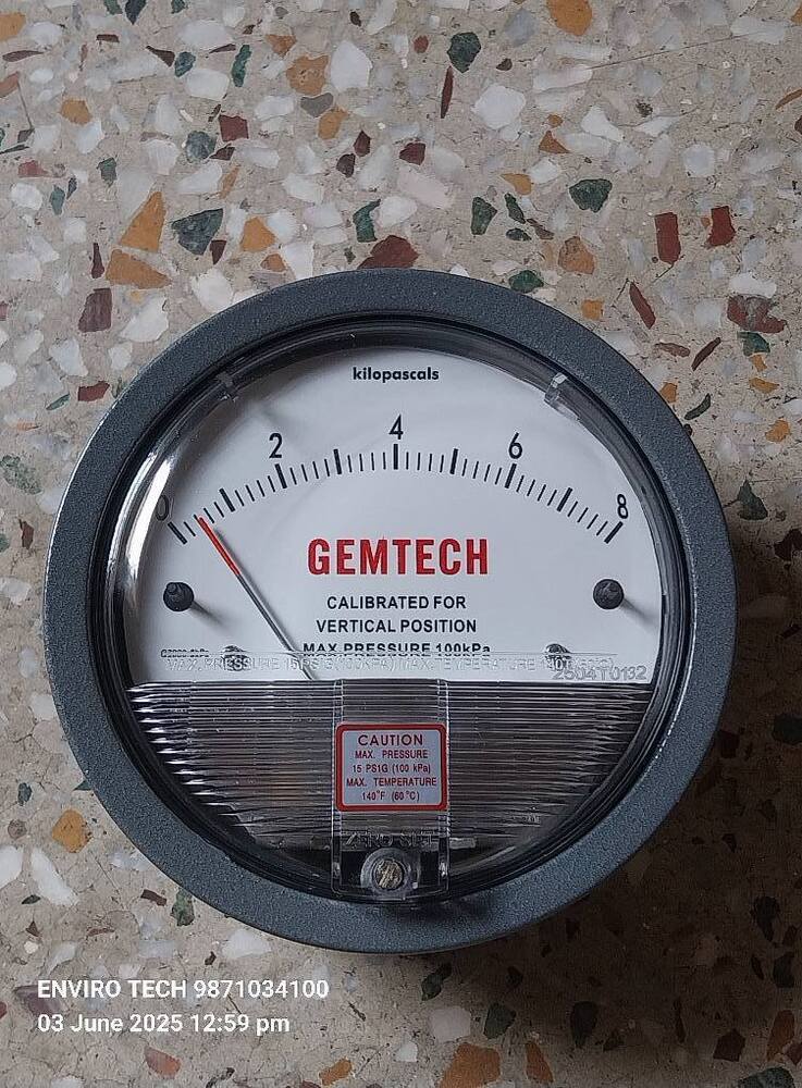 GEMTECH Differential Pressure Gauge Range 0-8 KPA