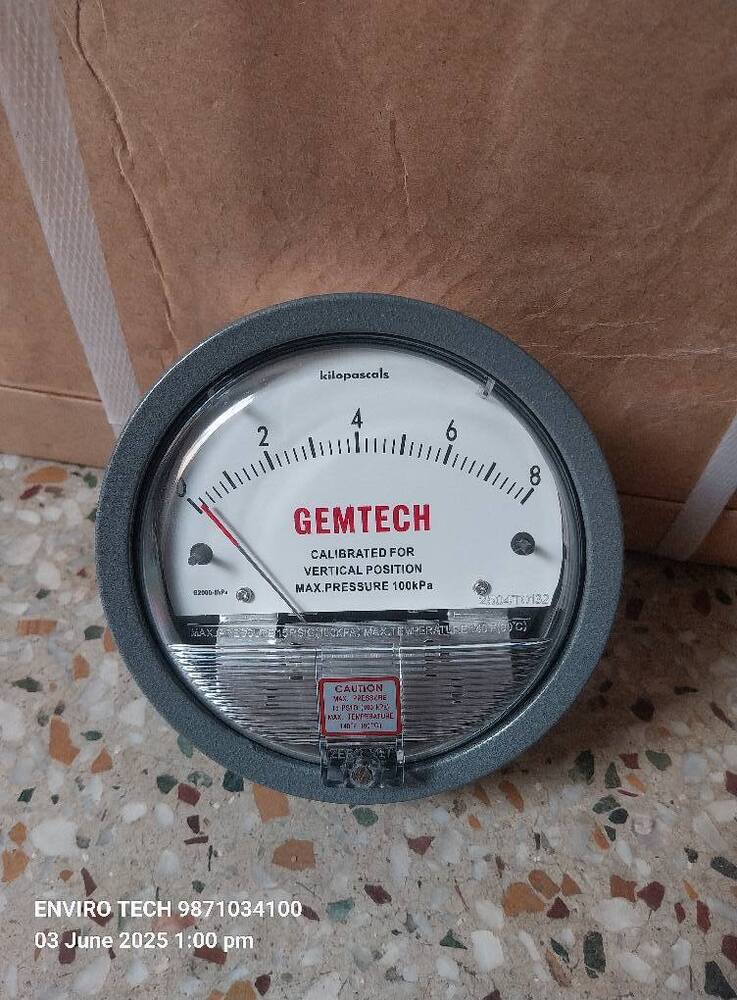 GEMTECH Differential Pressure Gauge Range 0-8 KPA