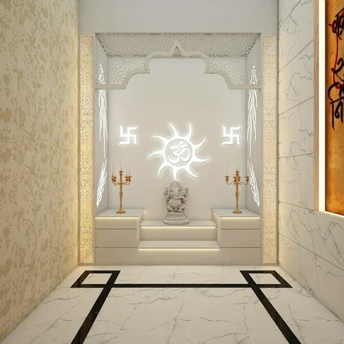 White Acrylic Home Temple - Finishing: Gold