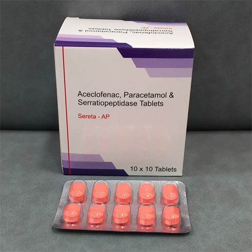 Aceclofenac Paracetamol And Serratiopeptidase Tablets - 10 x 10 Tablets Per Box | Pain Relief, Inflammation Management, Supports Tissue Repair