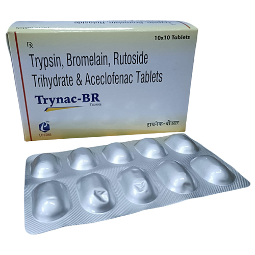 Trypsin Bromelain Rutoside Trihydrate And Aceclofenac Tablets - Tablet Form 10x10 Box | General Medicine for Inflammation, Pain Relief, Easy Storage