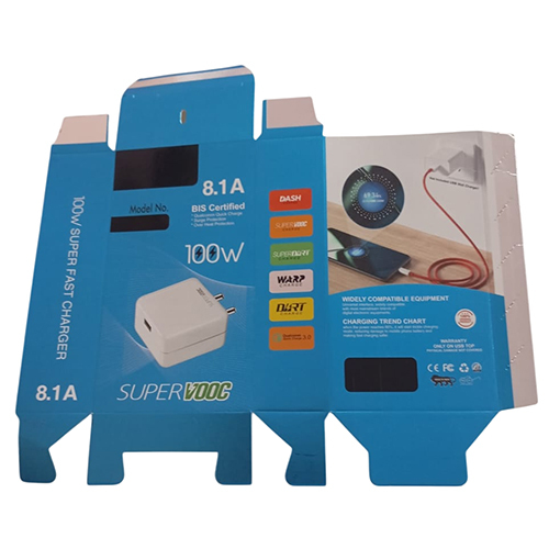 Multicolor Mobile Charger Packaging Box - Finishing: Glossy Lamination