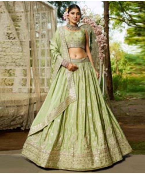 Pista Green Net Lehenga Choli