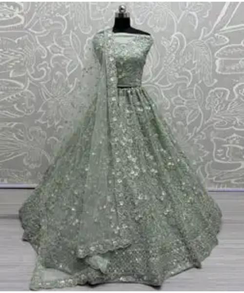 Pista Green Net Lehenga Choli