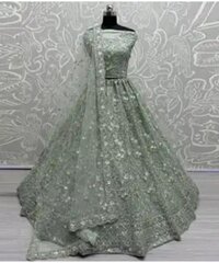 Pista Green Net Lehenga Choli