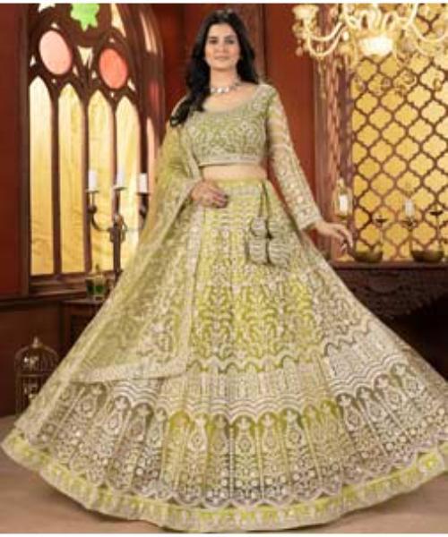 Pista Green Net Lehenga Choli