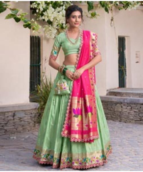 Pista Green Net Lehenga Choli