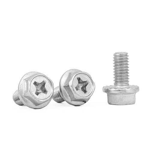 Flange Bolt With Phillips Punch Head Screw - Color: Silver