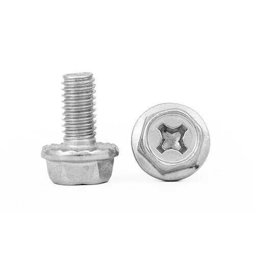 Flange Bolt With Phillips Punch Head Screw - Color: Silver