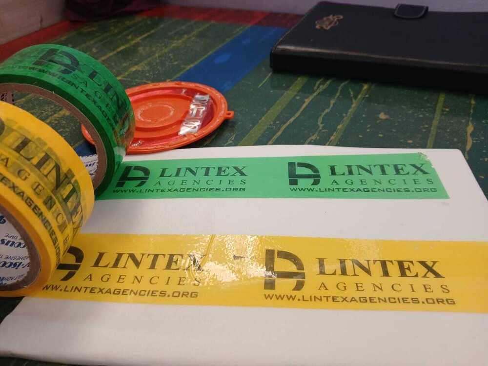 Custom Printed Tape - Bopp Material, 50 Meter Length, Yellow Base Color | Solvent Adhesive, Smooth Finish, Water Resistant, Ideal For Masking And Packaging