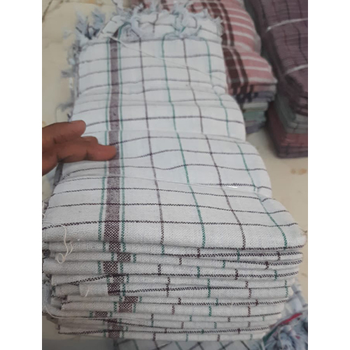 Checked Khadi Gamcha - Color: White