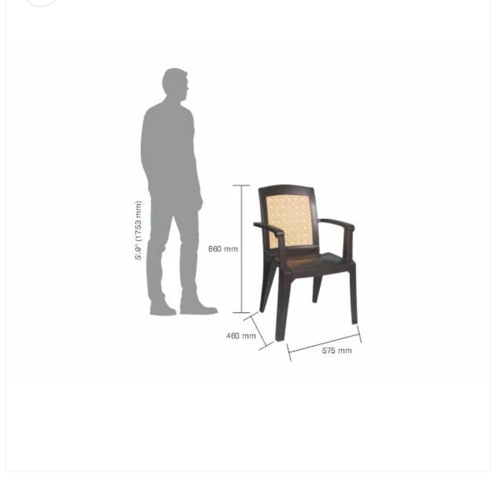Italica Vogue Chair - Plastic Material, 860h X 575w X 460d Mm, Brown Colour | Eco-friendly Design, Smooth Finish, 1-year Warranty