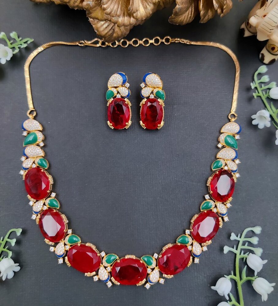 Ad Elegant Glass Stone Necklace - Gender: Women