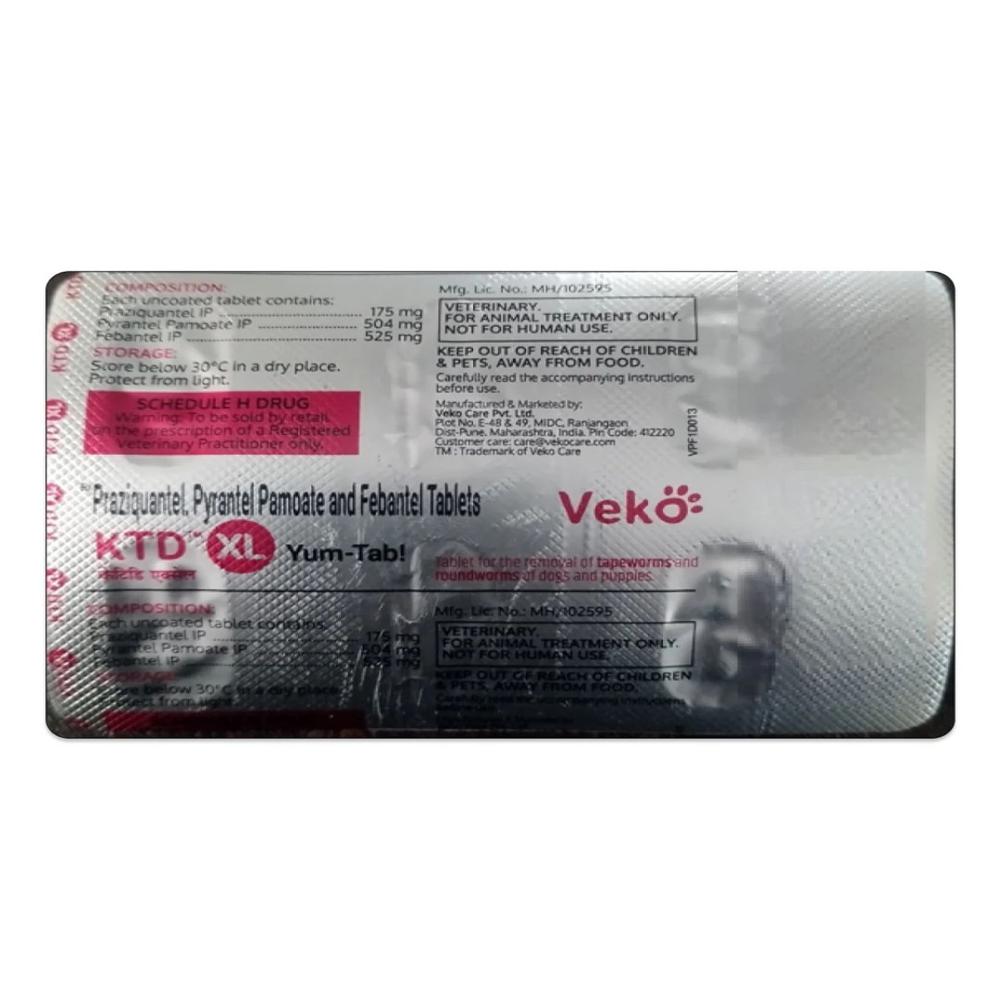 KTD XL Praziquantel+Pyrantel +FebantelTablet 