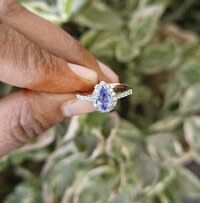925 Sterling Silver Pear Shape Tanzanite Halo Ring