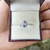 925 Sterling Silver Pear Shape Tanzanite Halo Ring