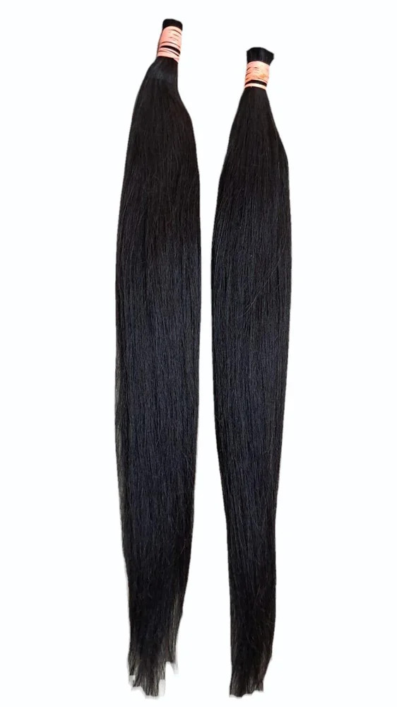 Black Human Hair Extensions, For Personal, Packaging Size: 10
