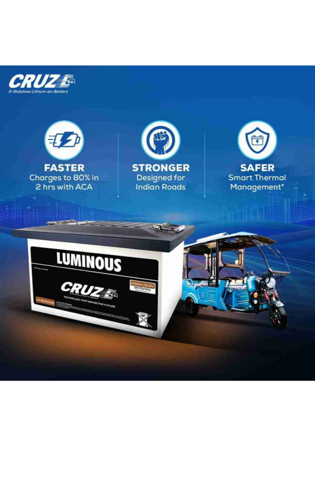 48v 20 Amp Luminous Make Lithium E-ricksha Battery And Charger - Sealed Type: Smf Type