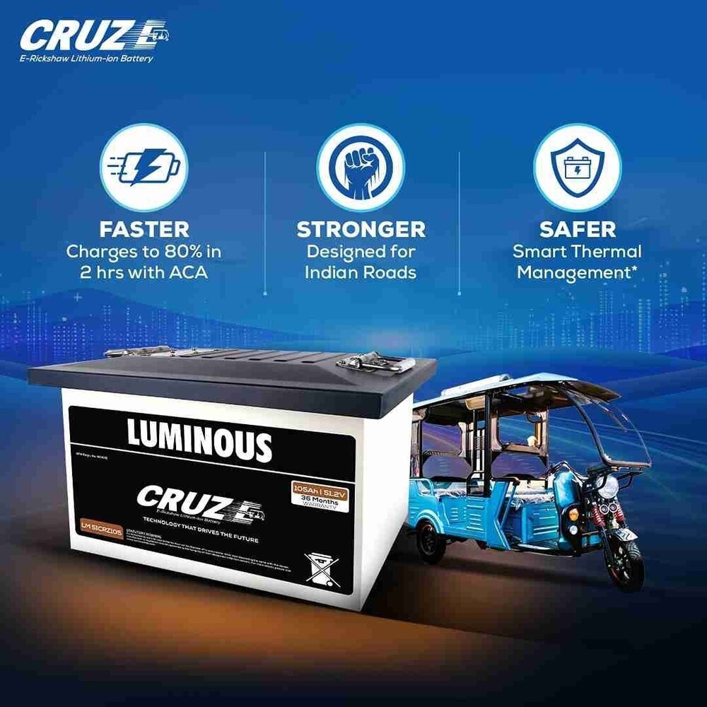 48v 20 Amp Luminous Make Lithium E-ricksha Battery And Charger - Sealed Type: Smf Type