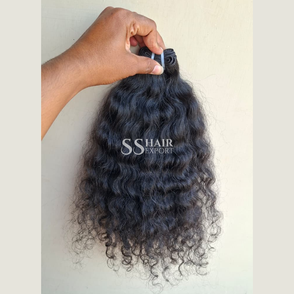 Curly Hair Weave Bundles Indian Weft Human Hair Extensions Sew In Wig