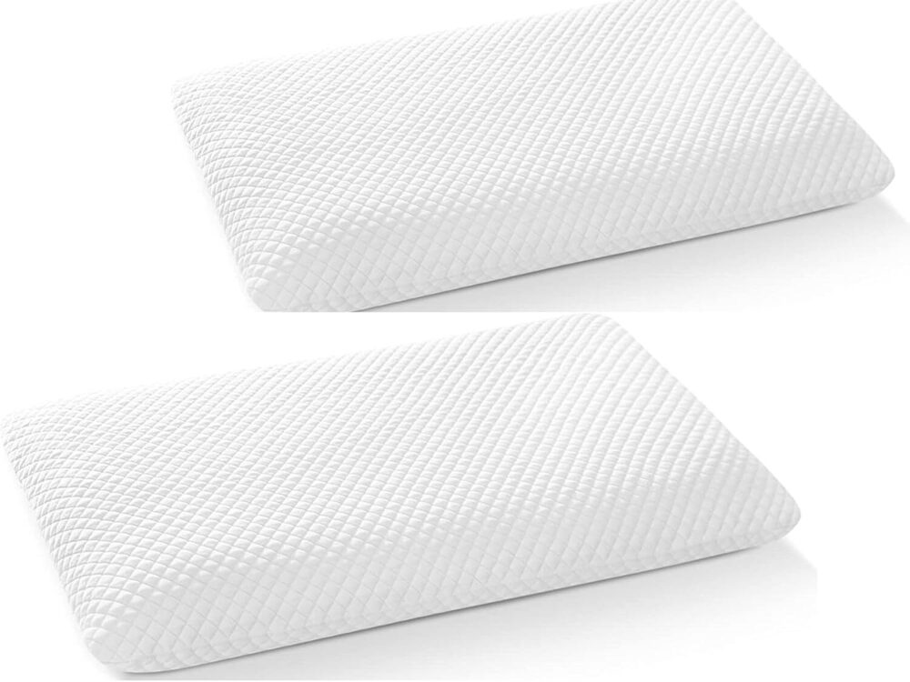 Memory Foam Pillow - Cotton Filling, Hypoallergenic, White | High-density Memory Foam, Proper Spinal Alignment, Back Support
