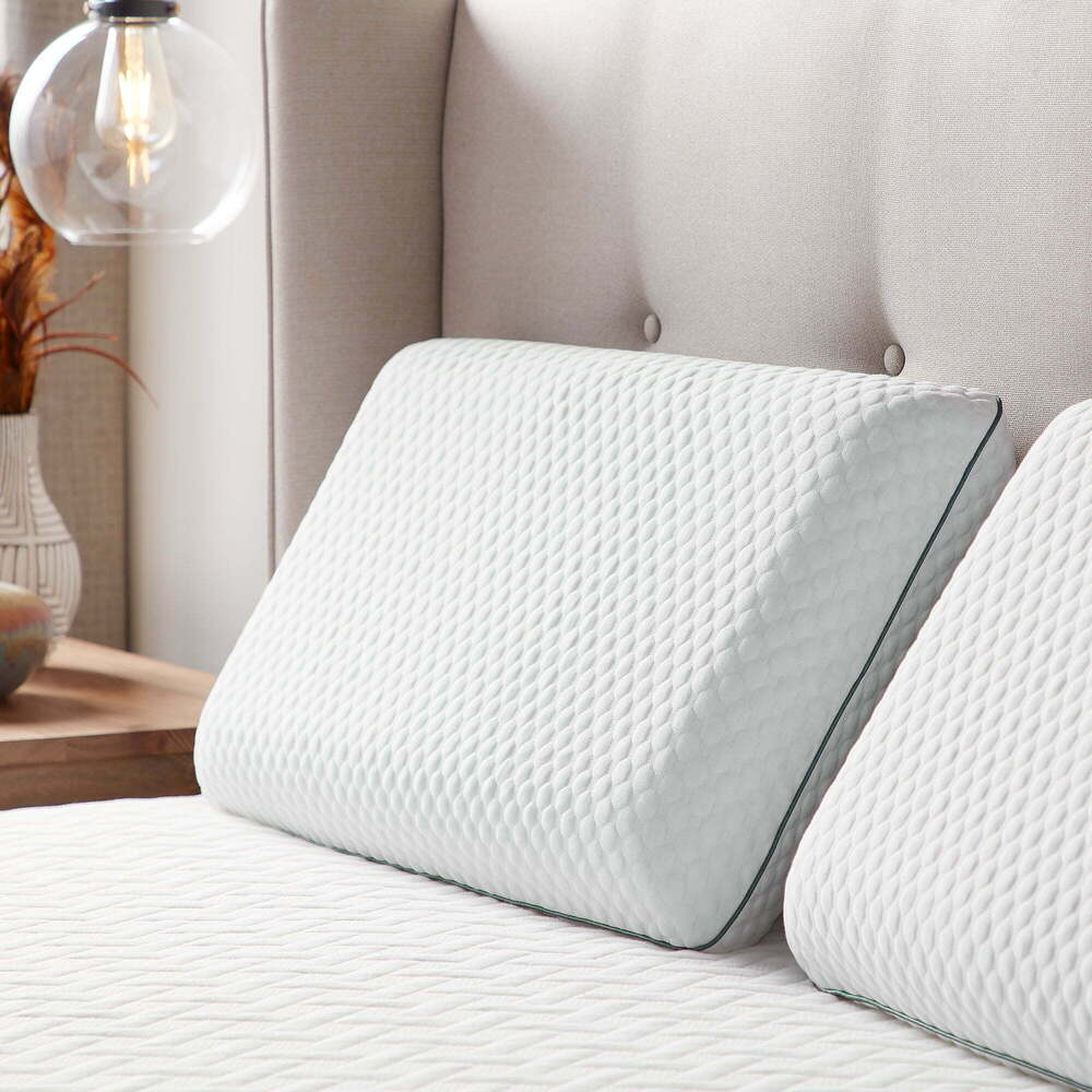 Memory Foam Pillow - Cotton Filling, Hypoallergenic, White | High-density Memory Foam, Proper Spinal Alignment, Back Support