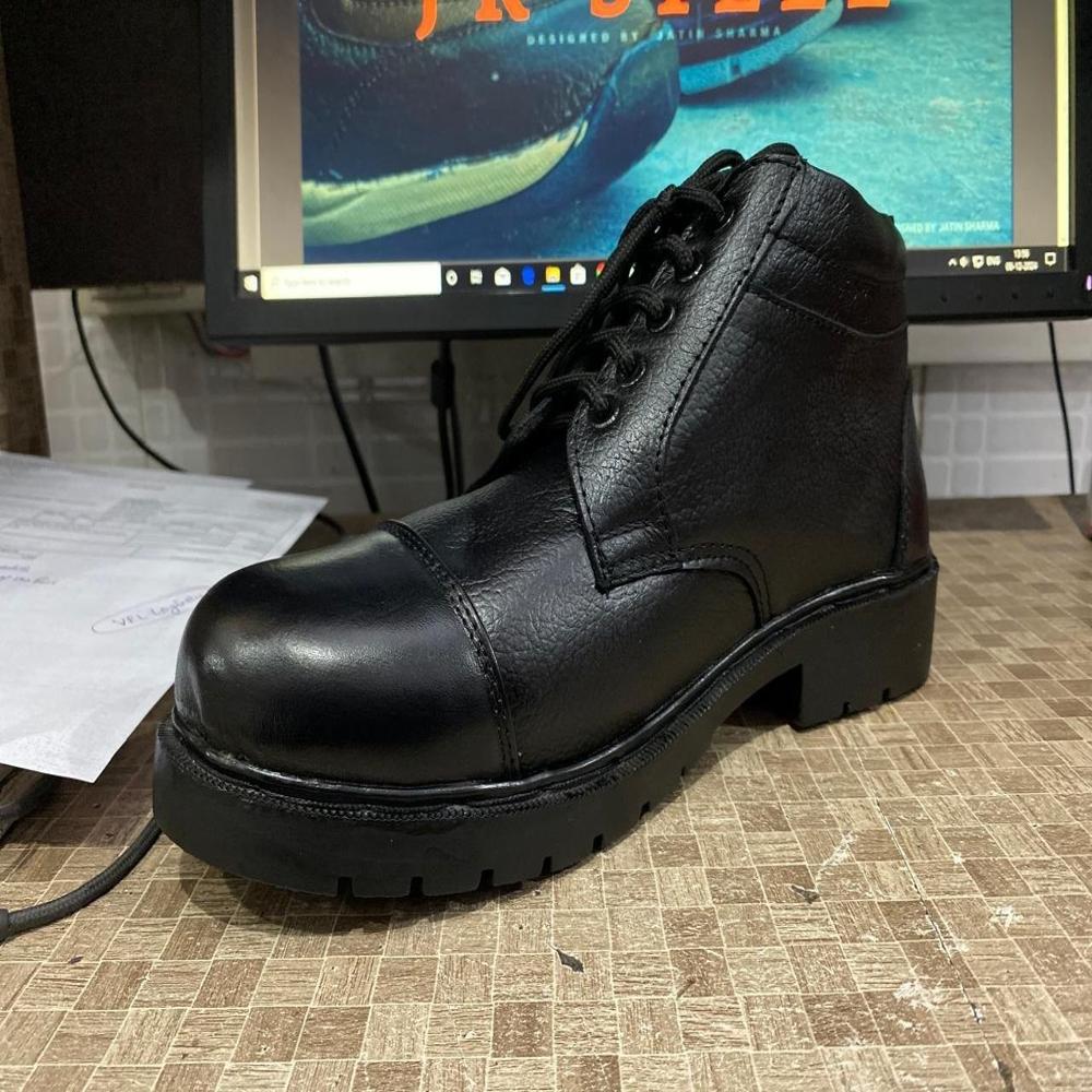 Dms Boots - Leather , Black Color, Designed For Men, Plain Style | 3-month Warranty, Versatile Fashion Footwear