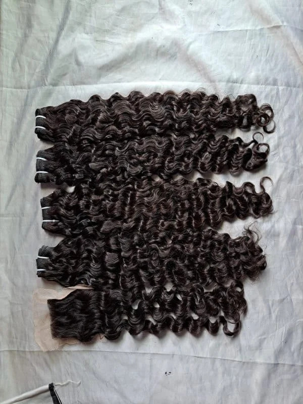 Black Indian Curly Human Hair Extensions, 10 inch to 30 inch