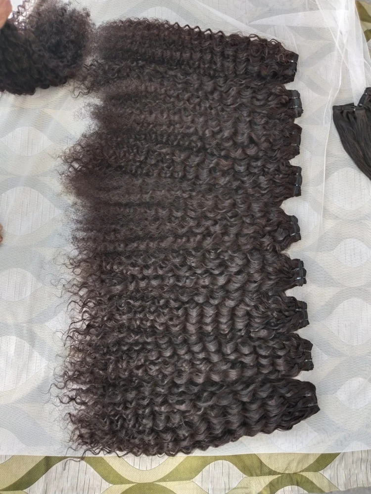 Black Indian Curly Human Hair Extensions, 10 inch to 30 inch