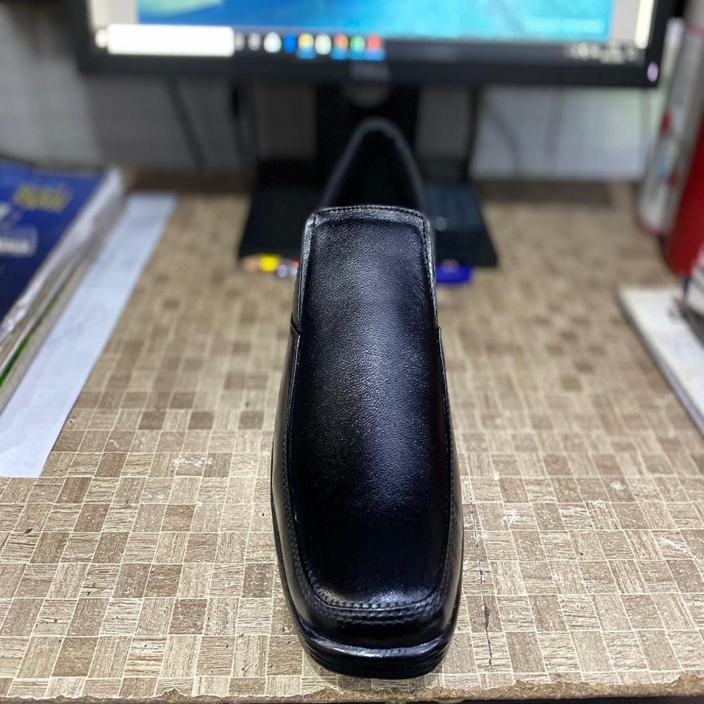 Leather Shoe - Genuine Leather, Black Color, Designed For Men | Comfortable Cushion, Non-slippery Alert Airmix Sole, 1 Year Warranty