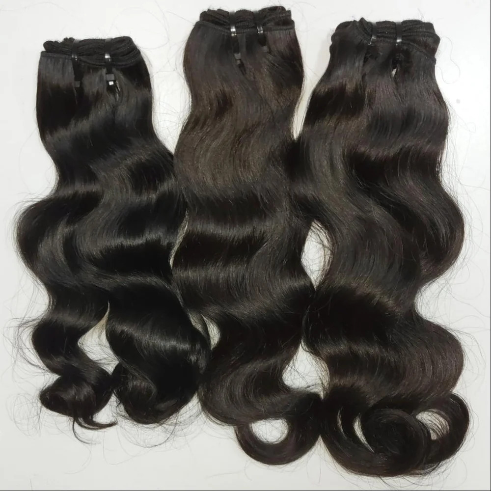 Black Natural Wavy Weft Human Hair 24 inch