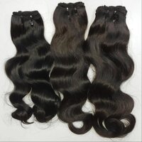Black Natural Wavy Weft Human Hair, 24 inch