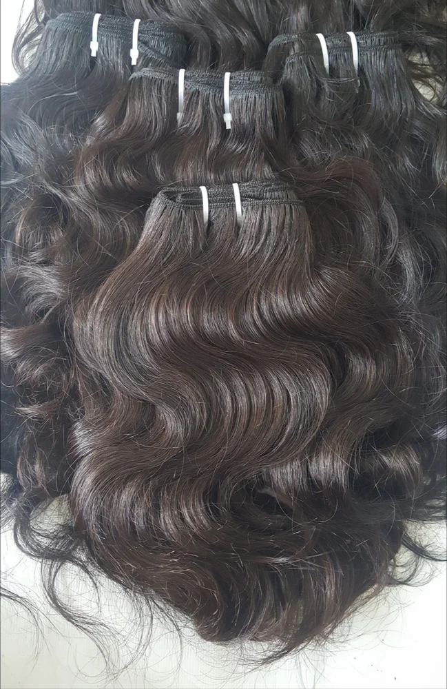 Black Natural Wavy Weft Human Hair, 24 inch