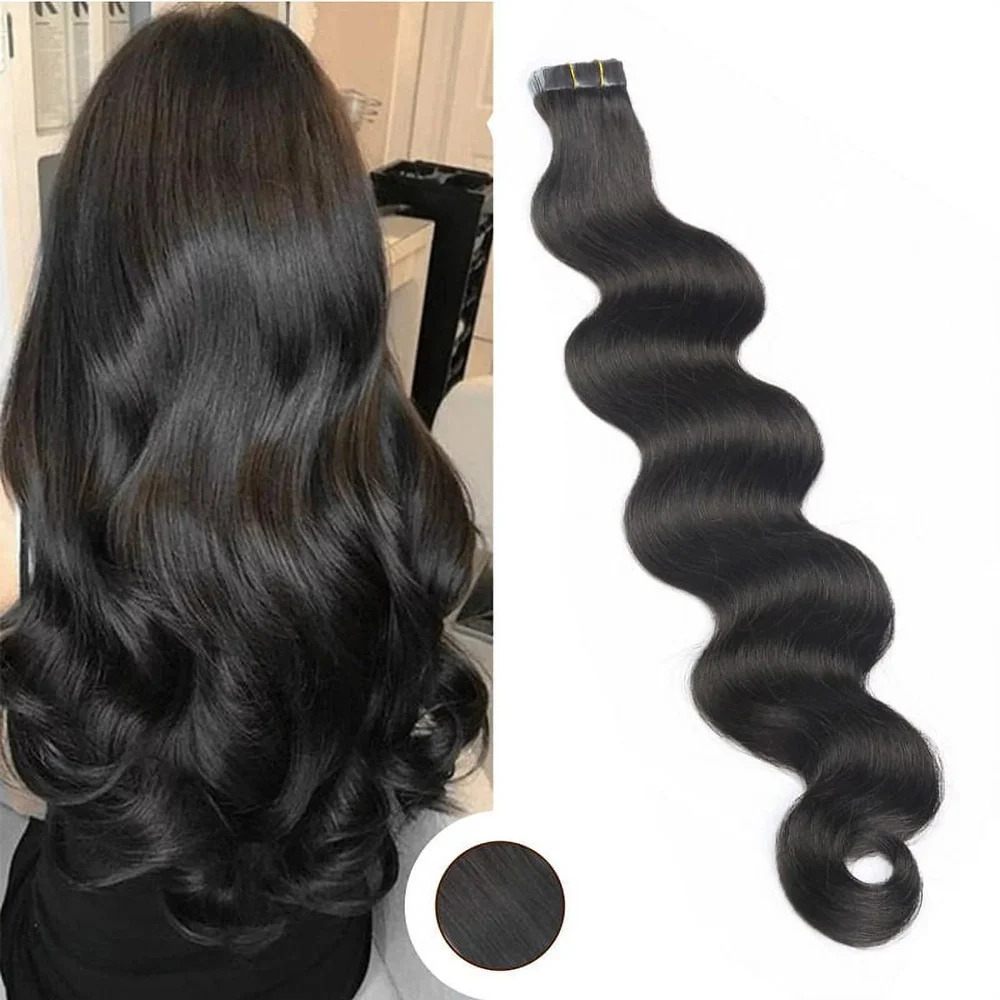 Black Natural Wavy Weft Human Hair, 24 inch