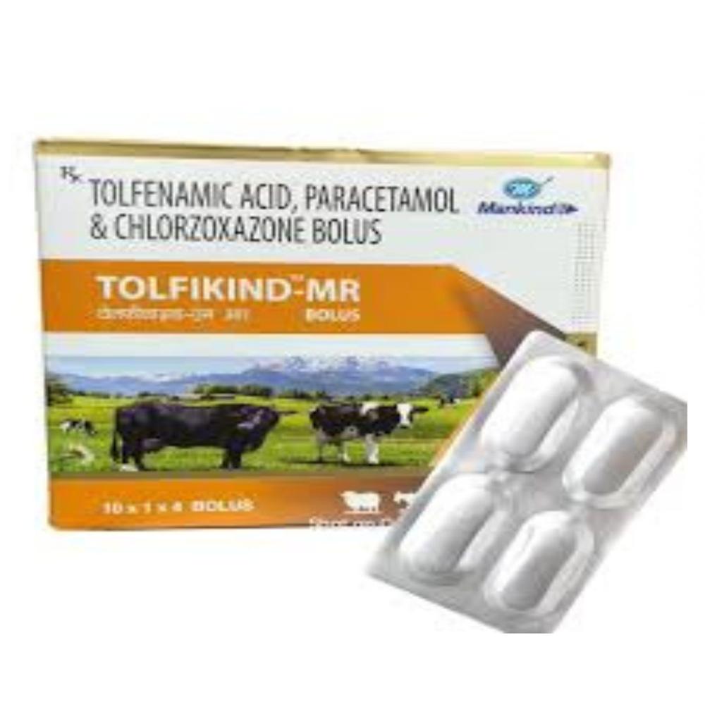 TOLFIKIND-MR  Tolfenamic Acid, Paracetamol, and Chlorzoxazone Bolus 