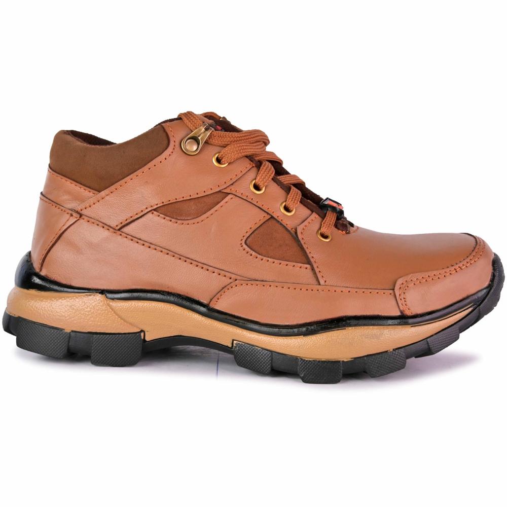 Genuine Leather Stylish Tan Casual Safety Shoes