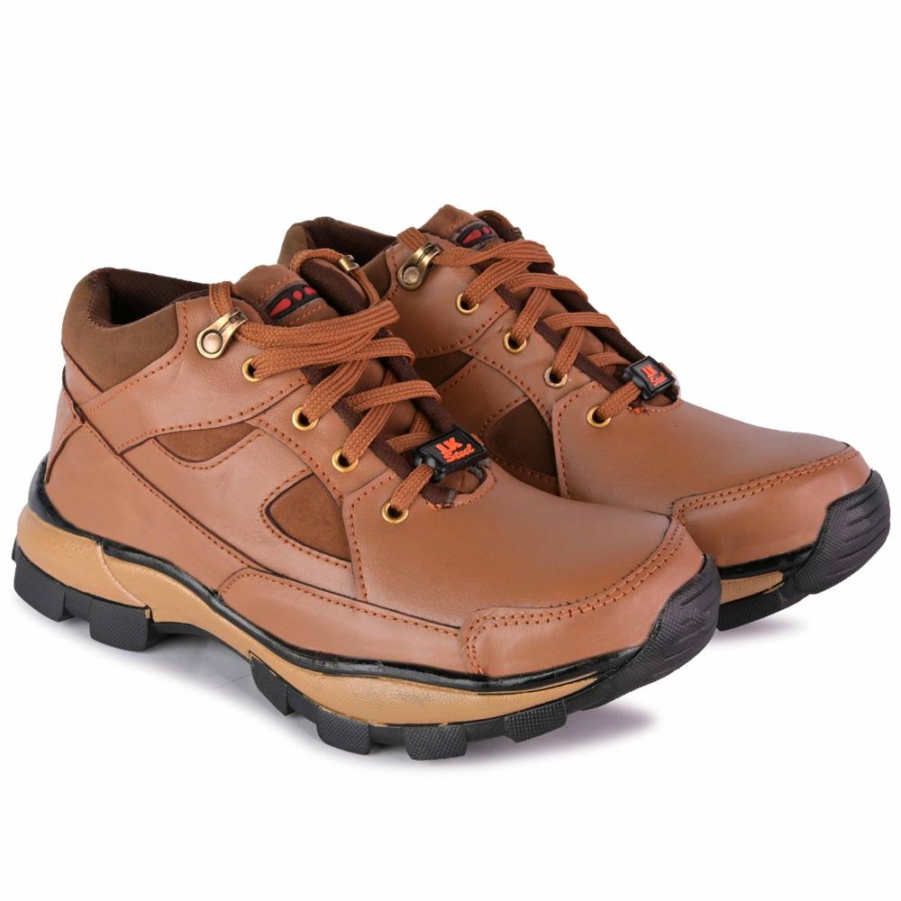 Genuine Leather Stylish Tan Casual Safety Shoes
