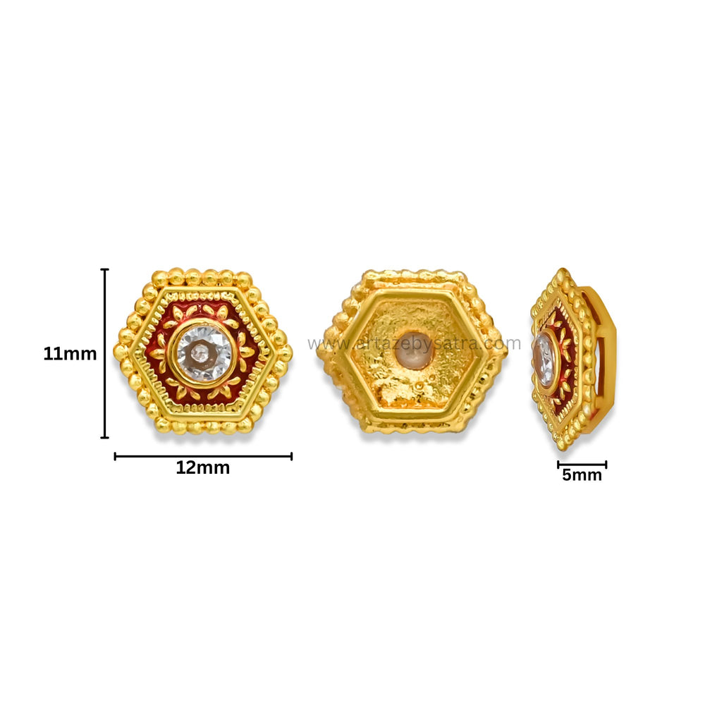 Hexagon Meenakari Kundan Beads | Size : 12mm | Qty : 12pcs