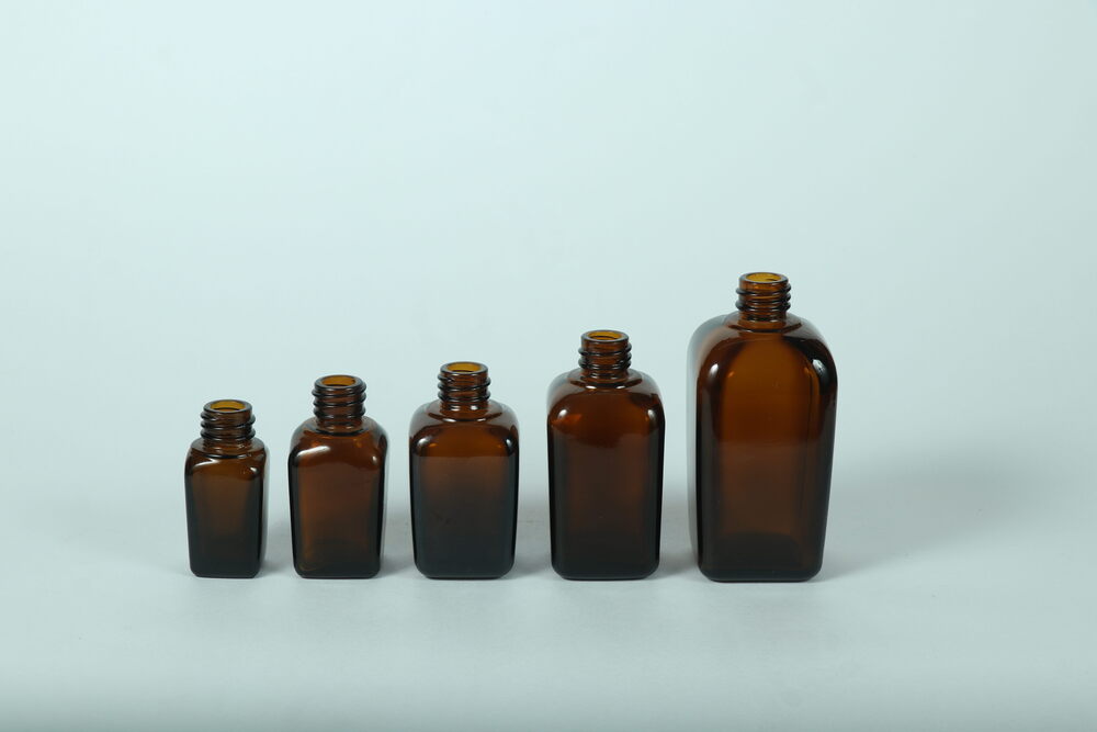 18Mm Amber Rectangle Glass Dropper Bottle