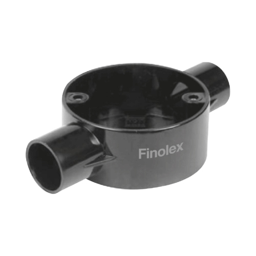 Circular Box-Through (2 Way) With Screw And Lid - Color: Black