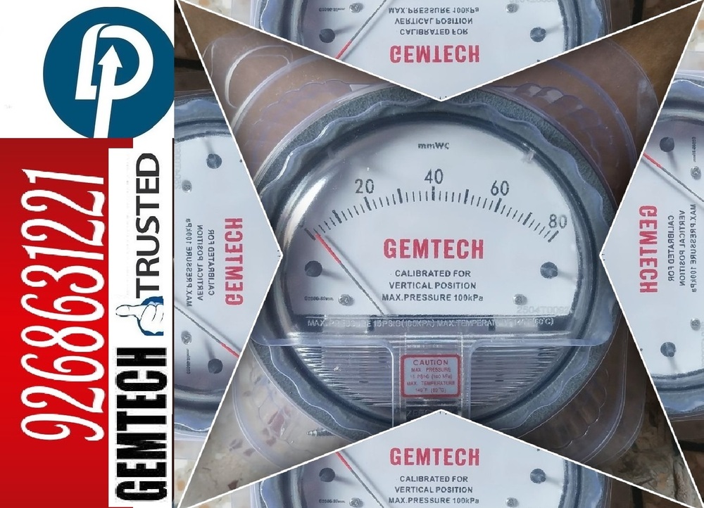 Gemtech Differential Pressure Gauges - Die Cast Aluminum, 1/8" Female Npt, -20 Inhg~30 Inhg Range | Non-filled, 81 Model Variations, Easy Install, High Precision