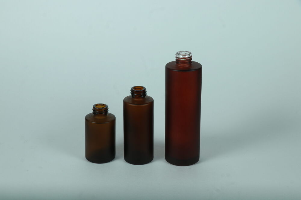 15-100ml Amber Frosted Flat Shoulder Glass Dropper Bottle - Color: Transparent