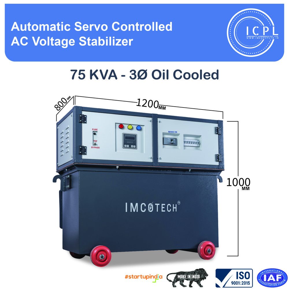 75 KVA थ्री फेज ऑयल कूल्ड सर्वो वोल्टेज स्टेबलाइज़र